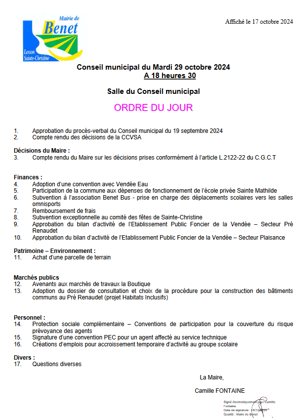 ORDRE DU JOUR