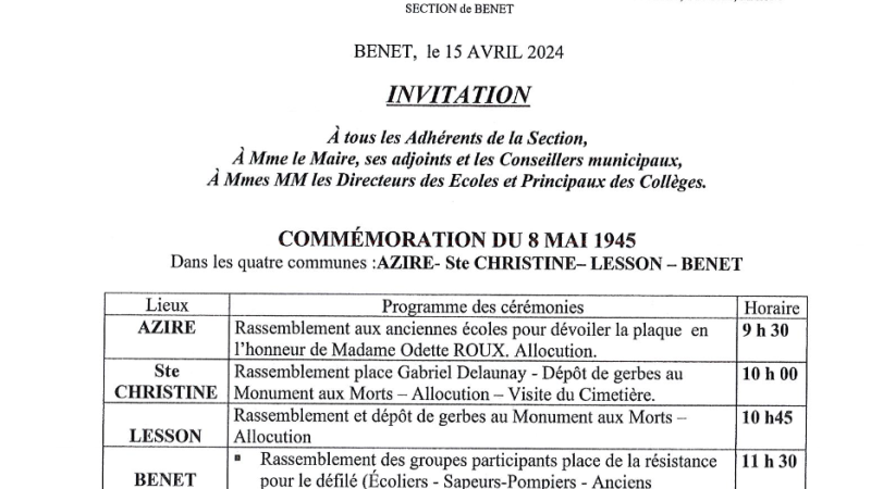 COMMÉMORATION 08 MAI